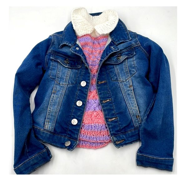 Other - Buffalo Jean Jacket & Hand Knitted Lavender Pink Pullover Sweater 2pc Bundle